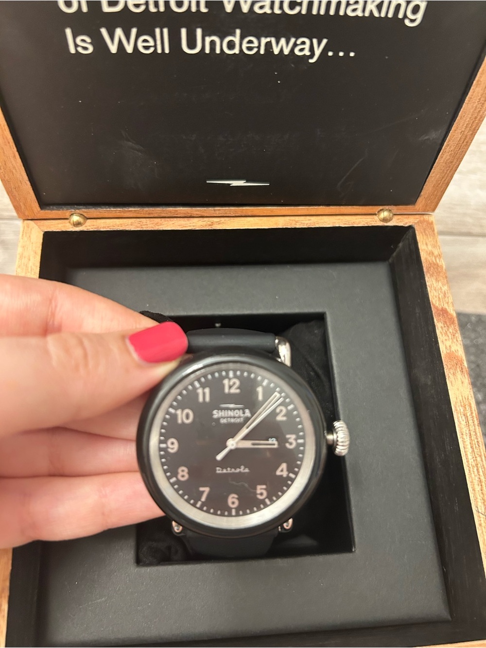 Shinola Model D Detrola Watch 43mm Black Unisex Silicone Date Calendar With Box View 5